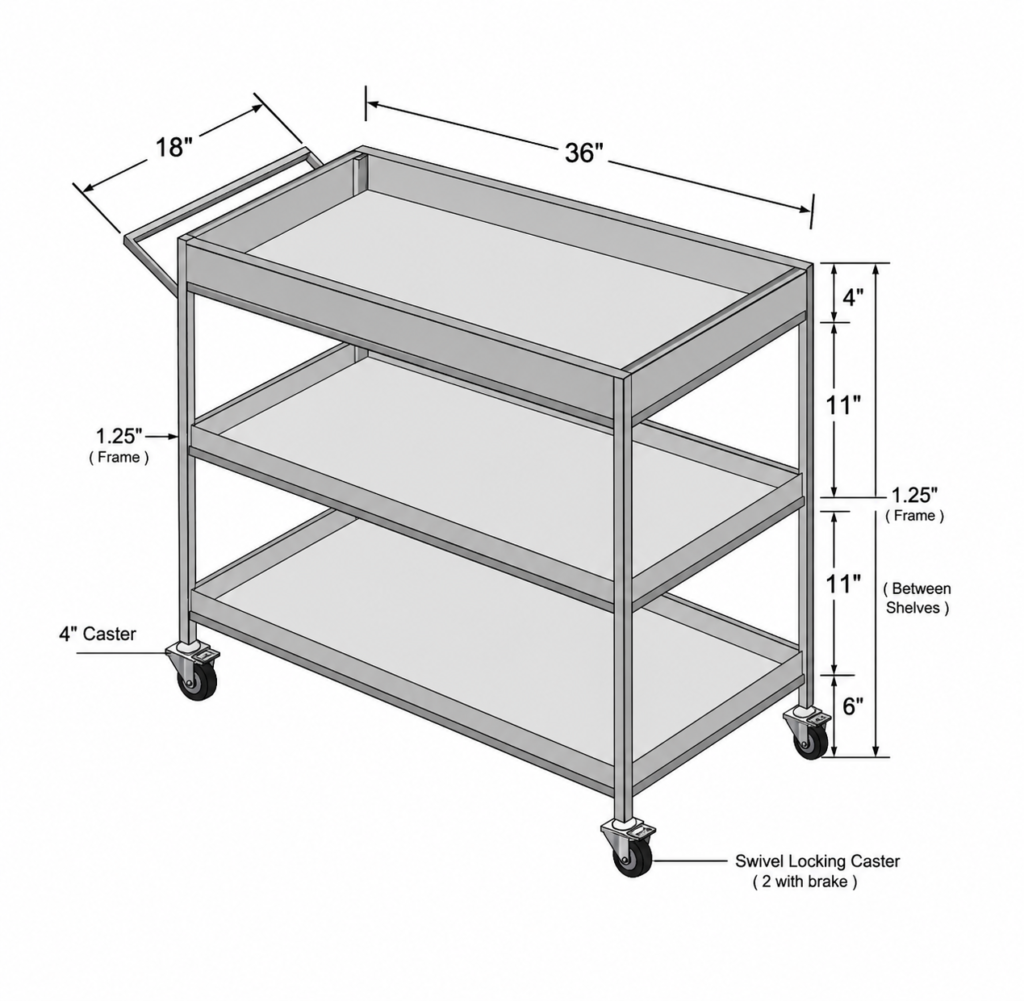 ESD Trolley With 3 shelves